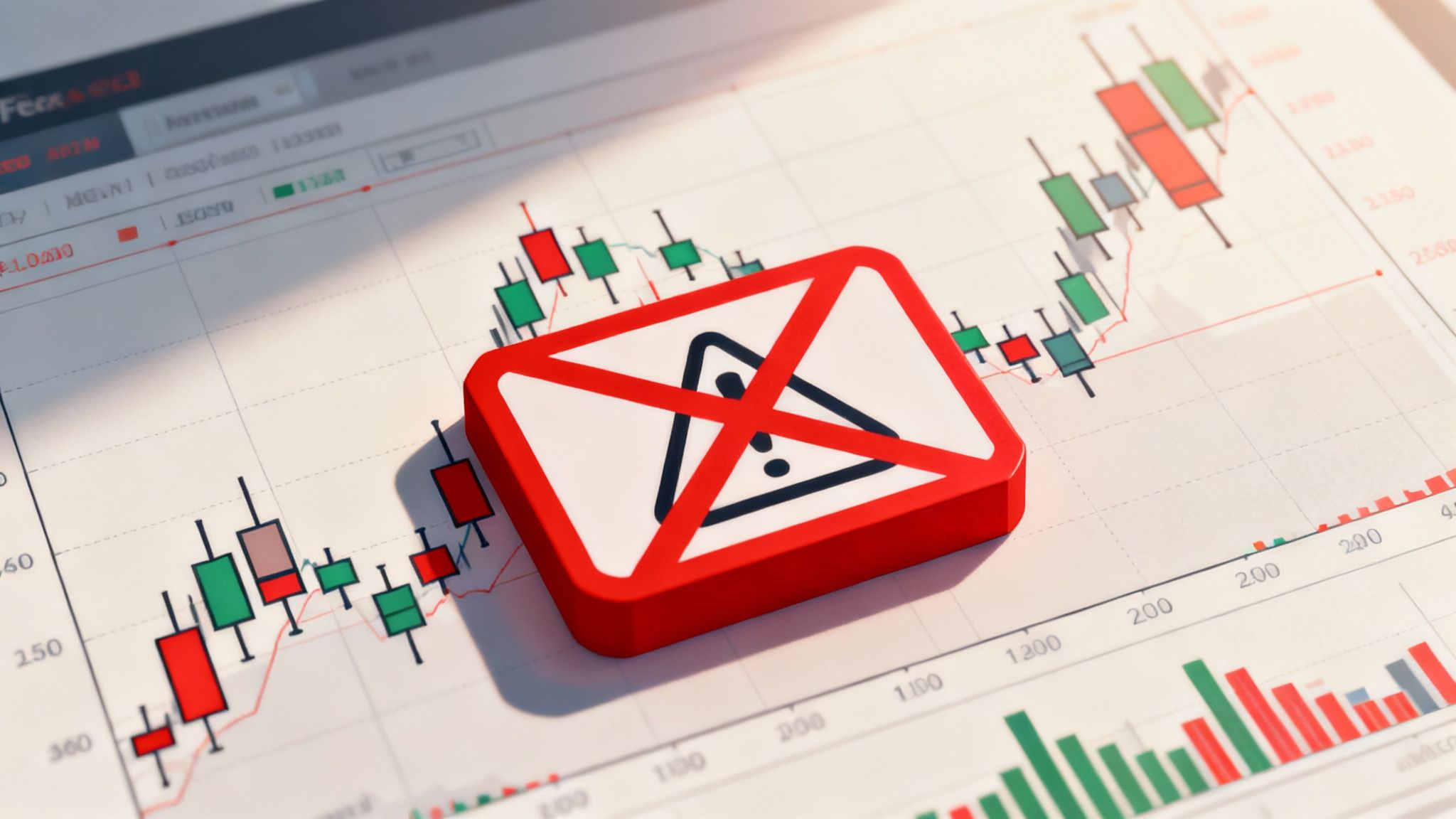 A frustrated trader looking at a downward-trending chart, symbolising common trading errors.