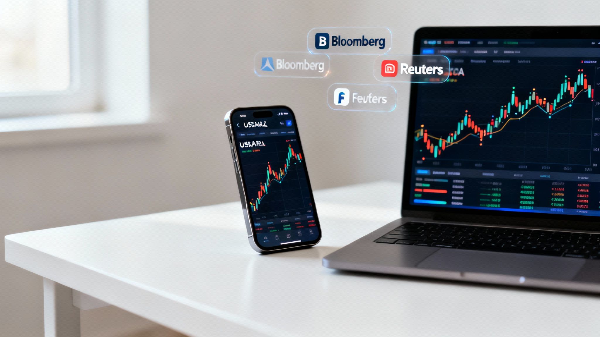 A person tracking financial data on a digital tablet