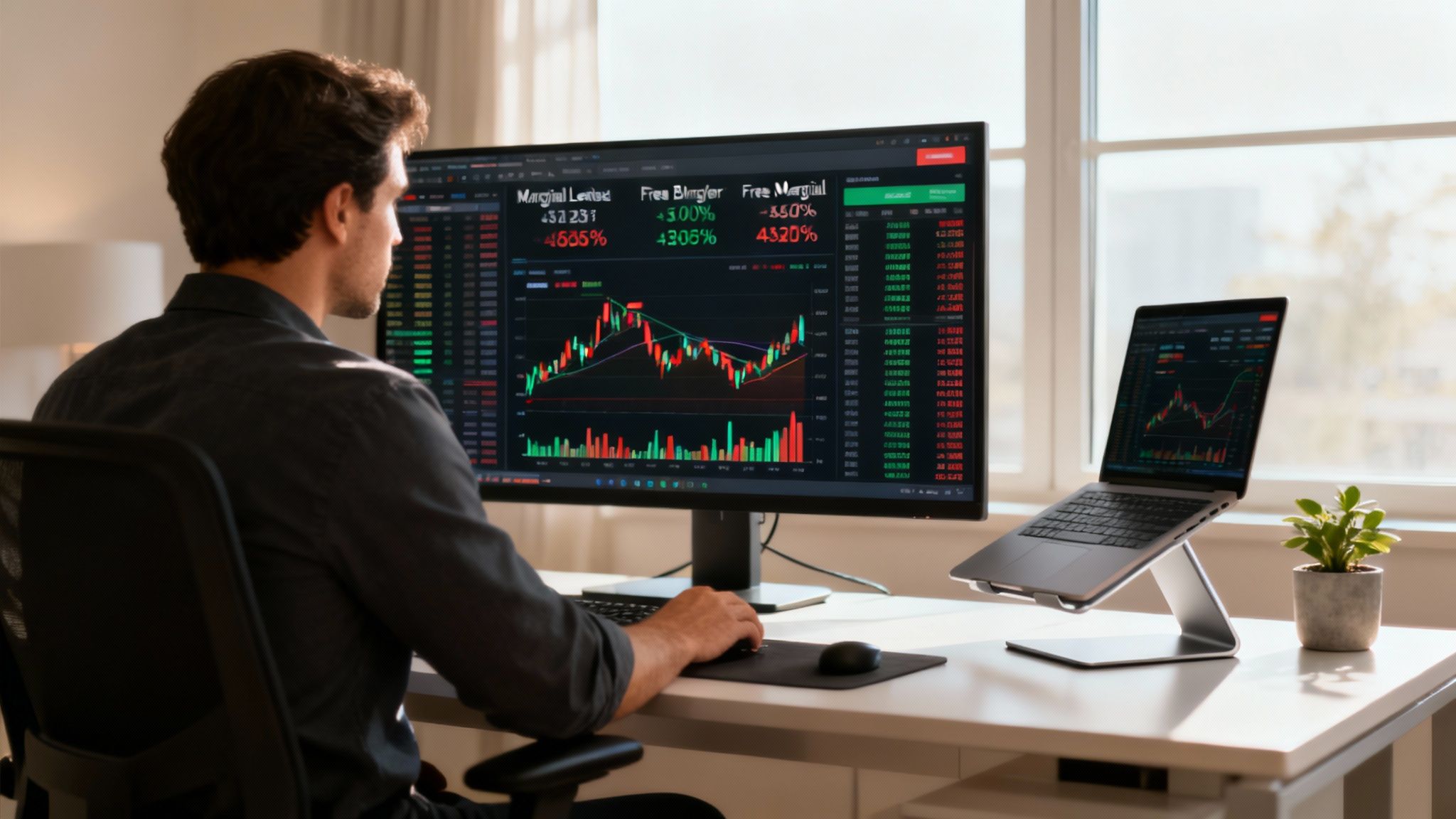 A trader using an fx margin calculator for smarter risk management.