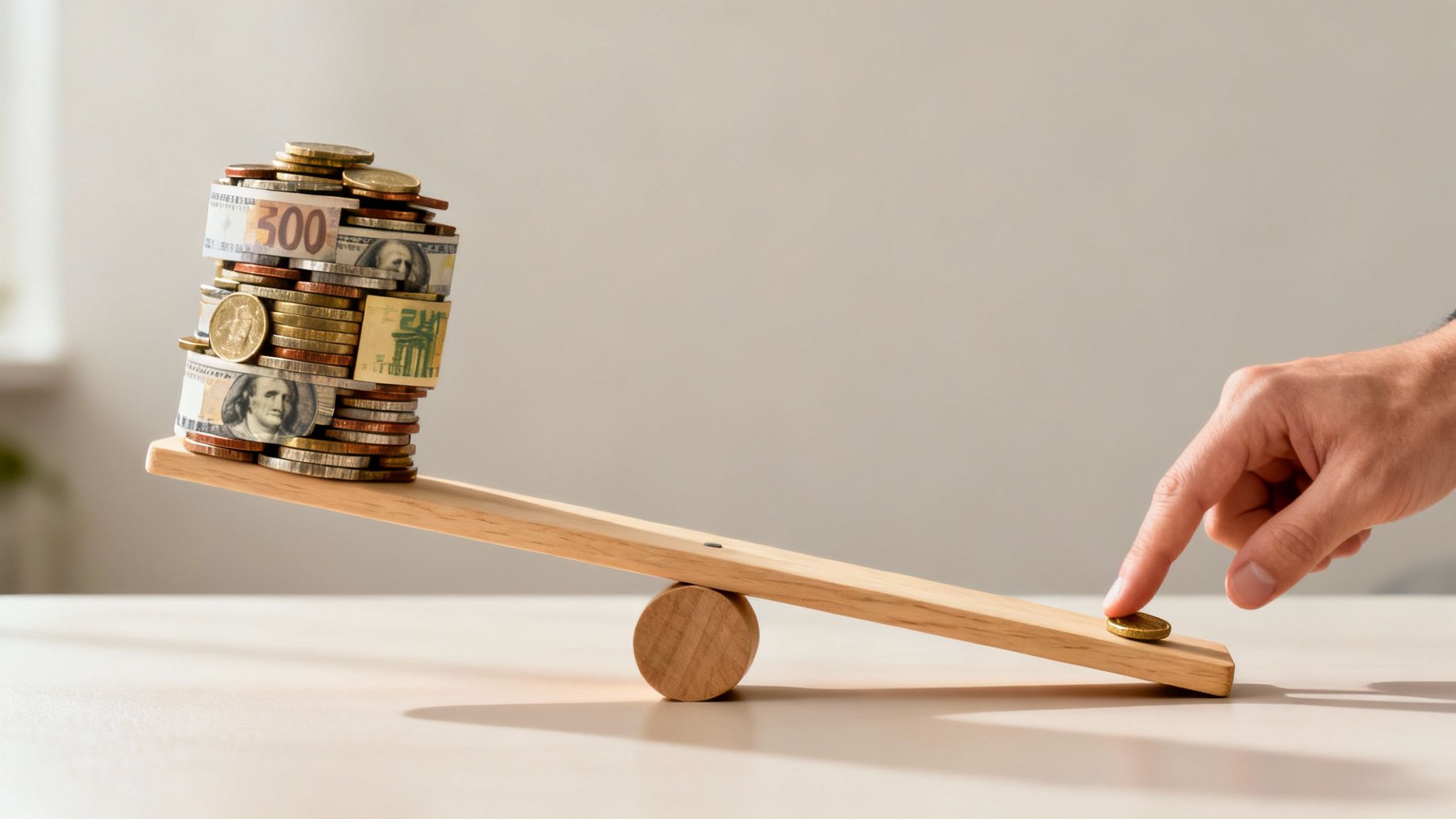 A magnifying glass hovering over financial charts, symbolizing the magnification of trading power through leverage.