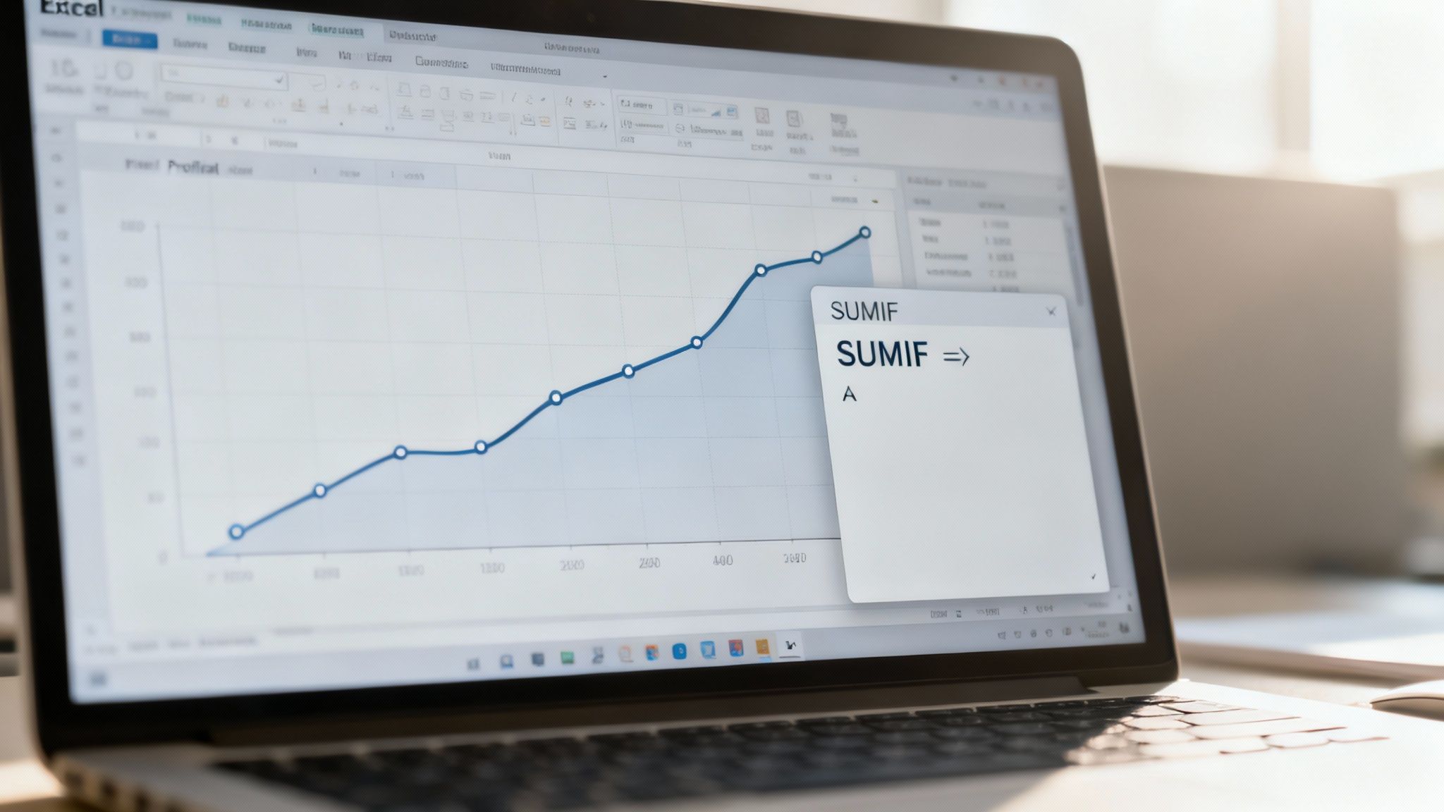 A modern dashboard on a laptop screen showing various charts and graphs, representing visualized profit data.