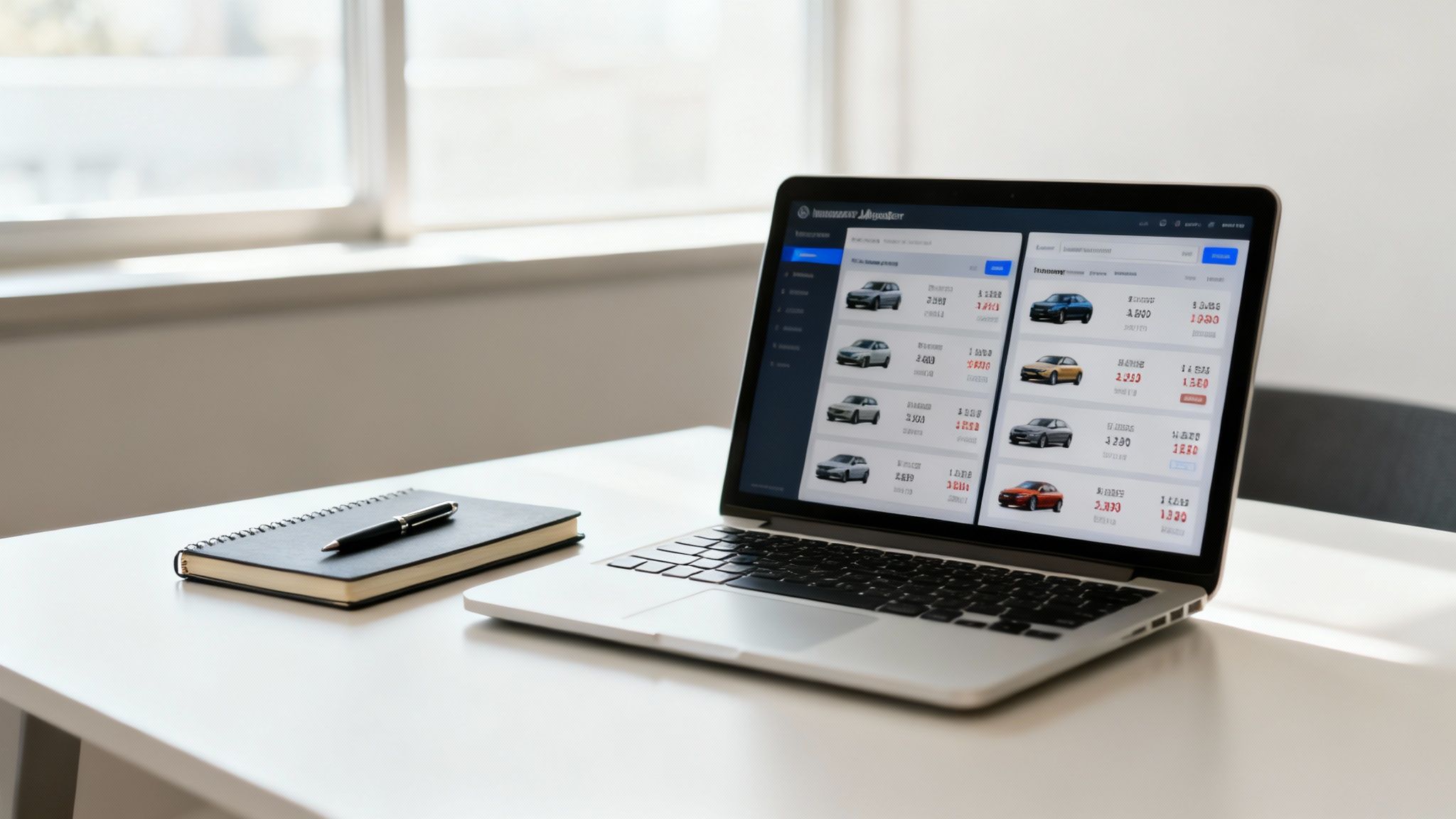 An insurance adjuster inspects a damaged car with a clipboard, symbolizing the valuation process.