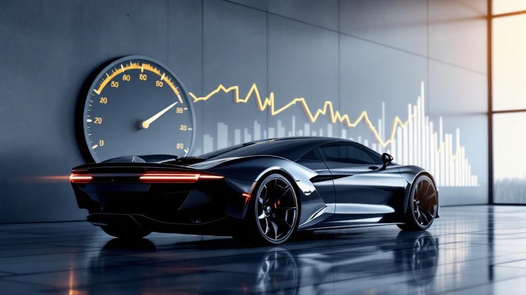 A car with front-end damage being assessed after an accident