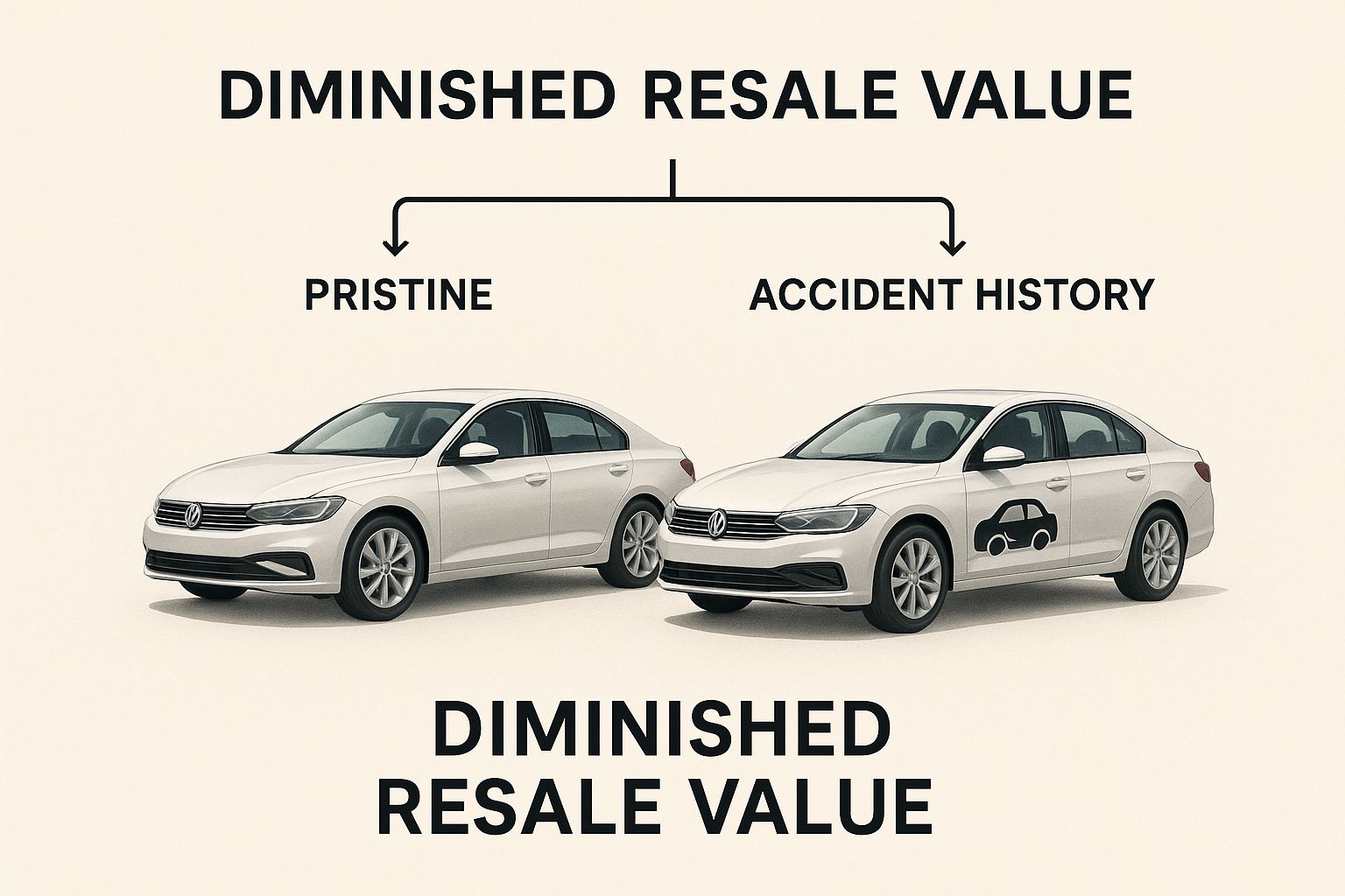 Infographic about diminished value of car