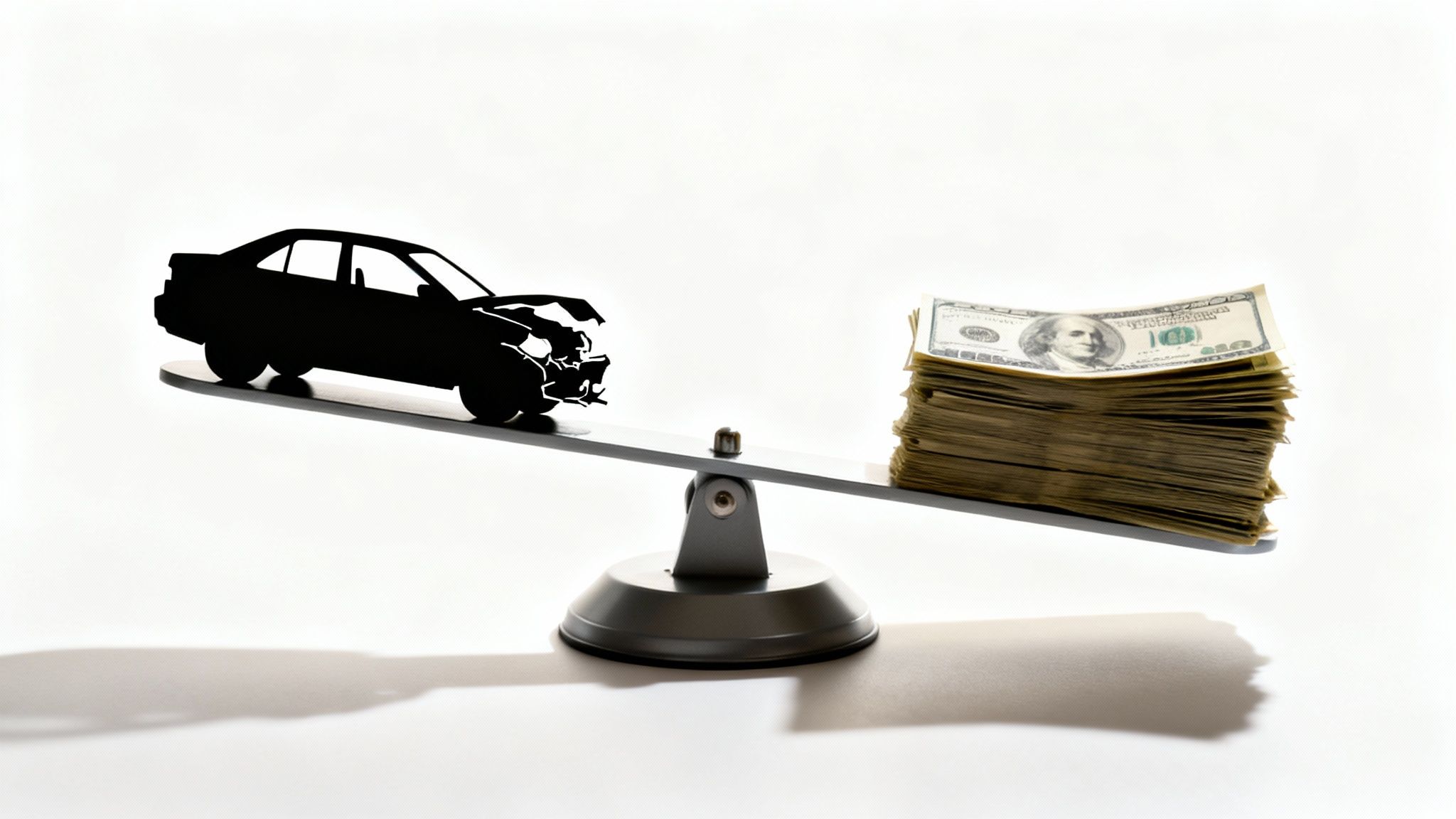 A car being inspected by an insurance adjuster after an accident