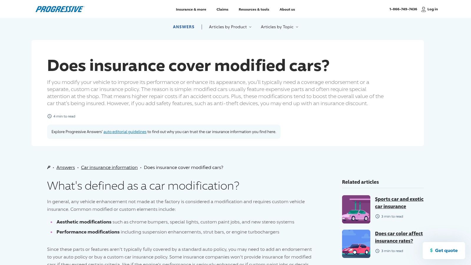 A user navigating the Progressive car insurance quote page