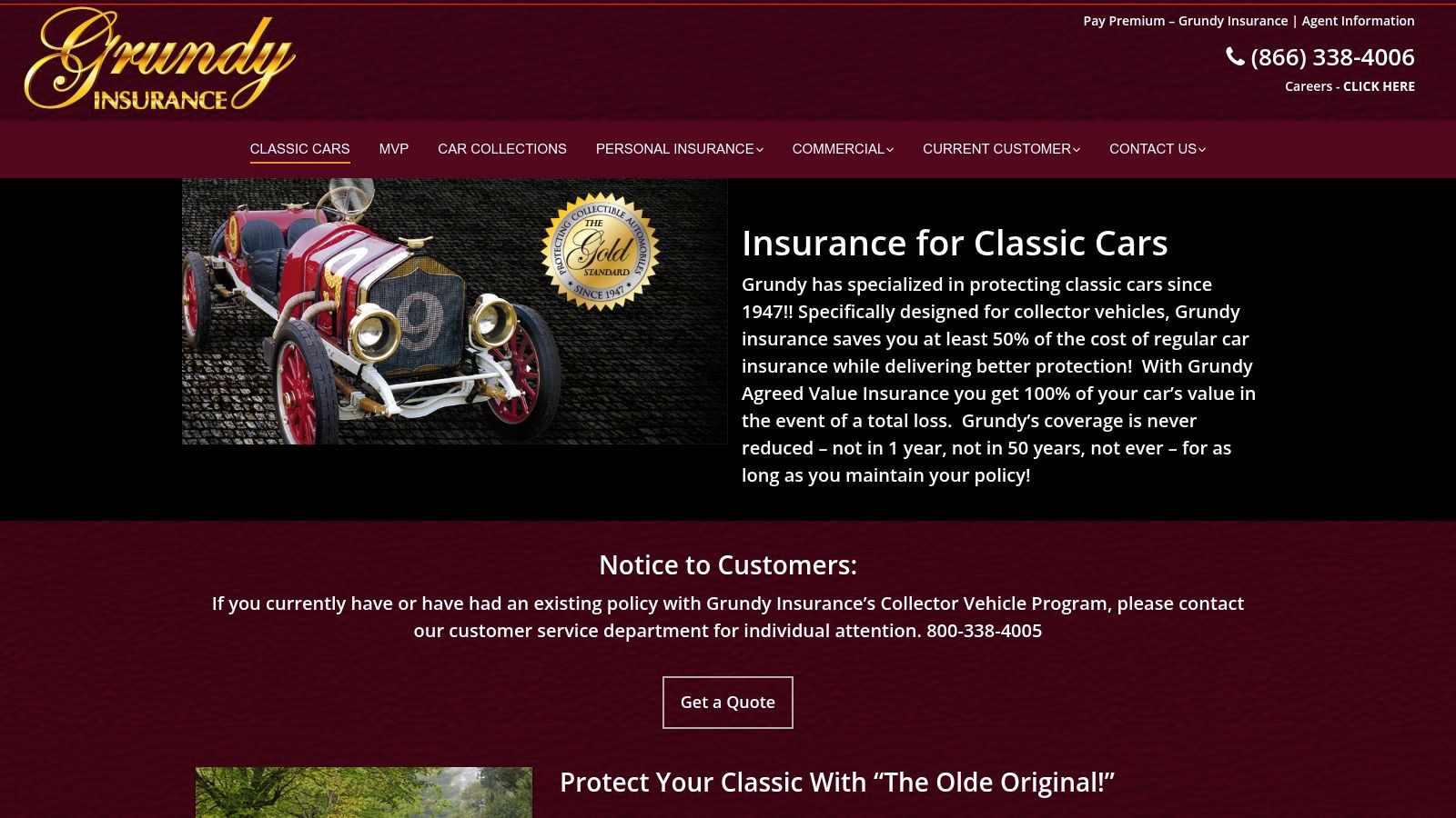 A classic car insured by Grundy Insurance
