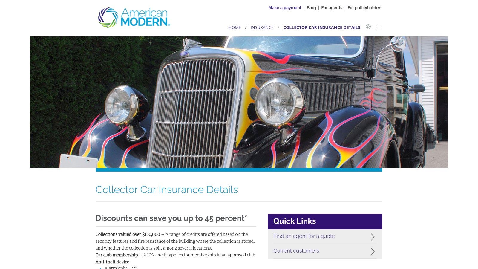 A classic modified muscle car insured by American Modern