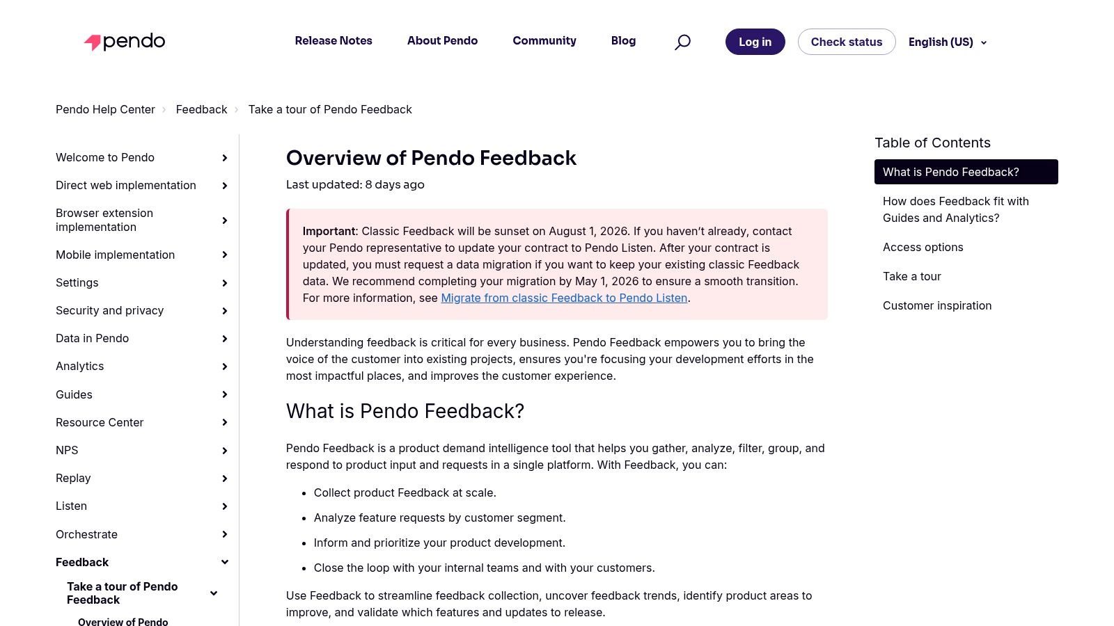 Pendo (Feedback/Listen)