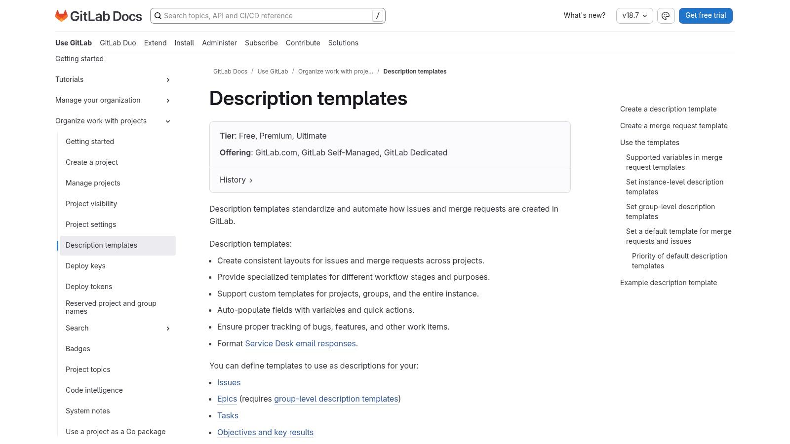 GitLab (Description / issue templates)