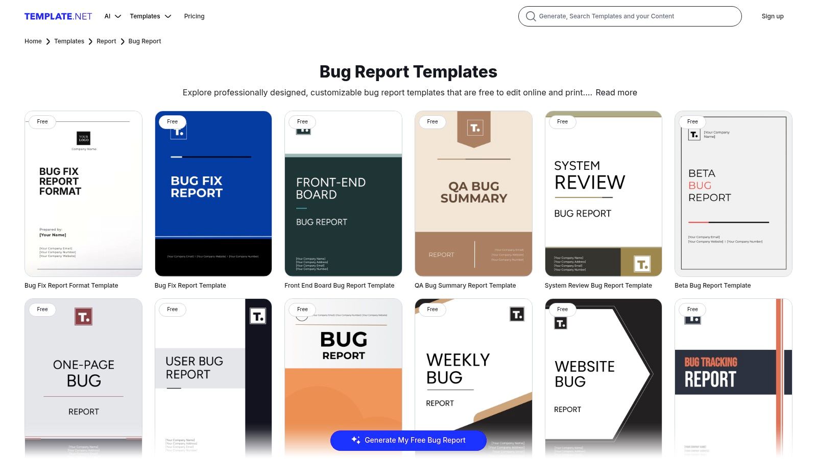 Template.net Bug Report Template Gallery