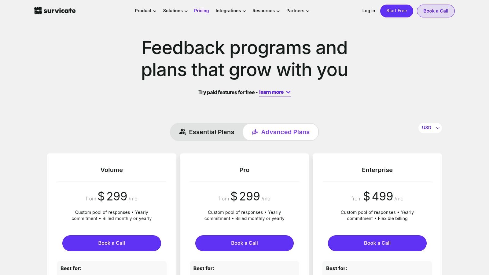 Survicate pricing plans and features