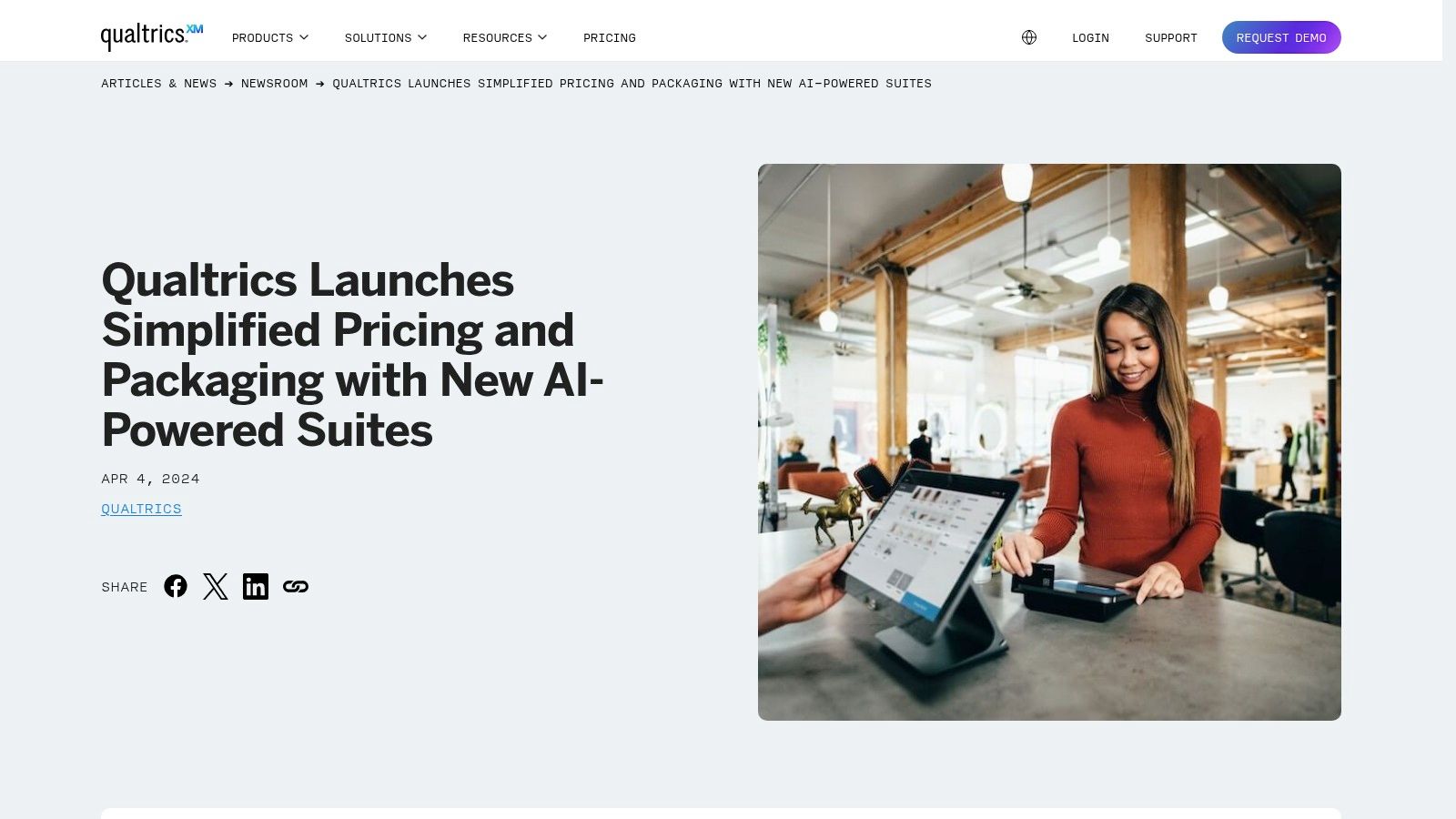 Qualtrics point of sale feedback interface