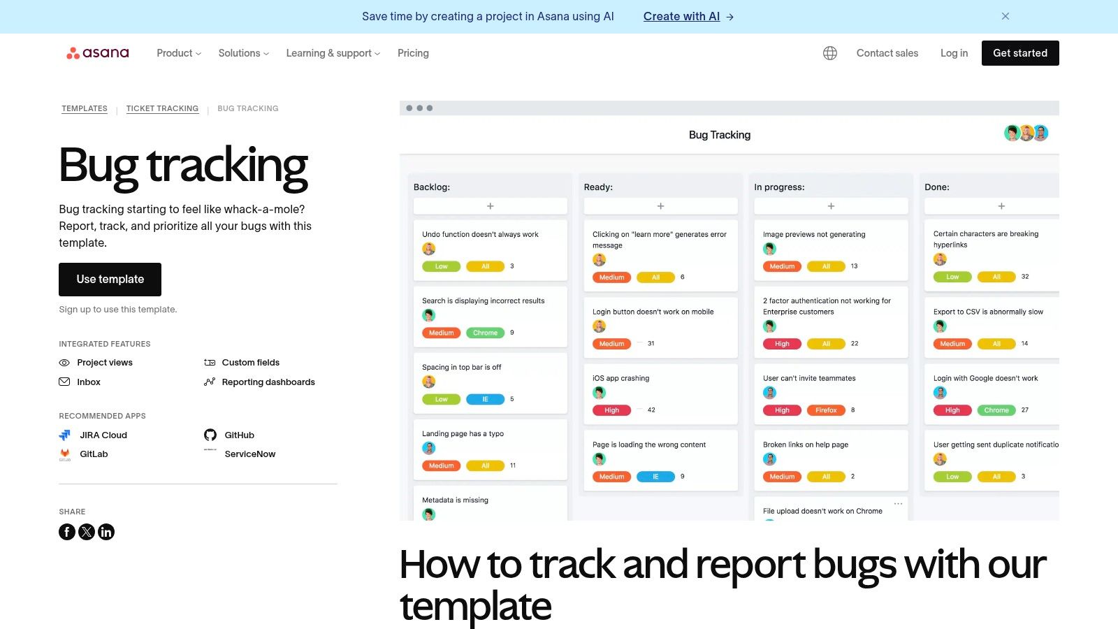 Asana (Bug tracking template)