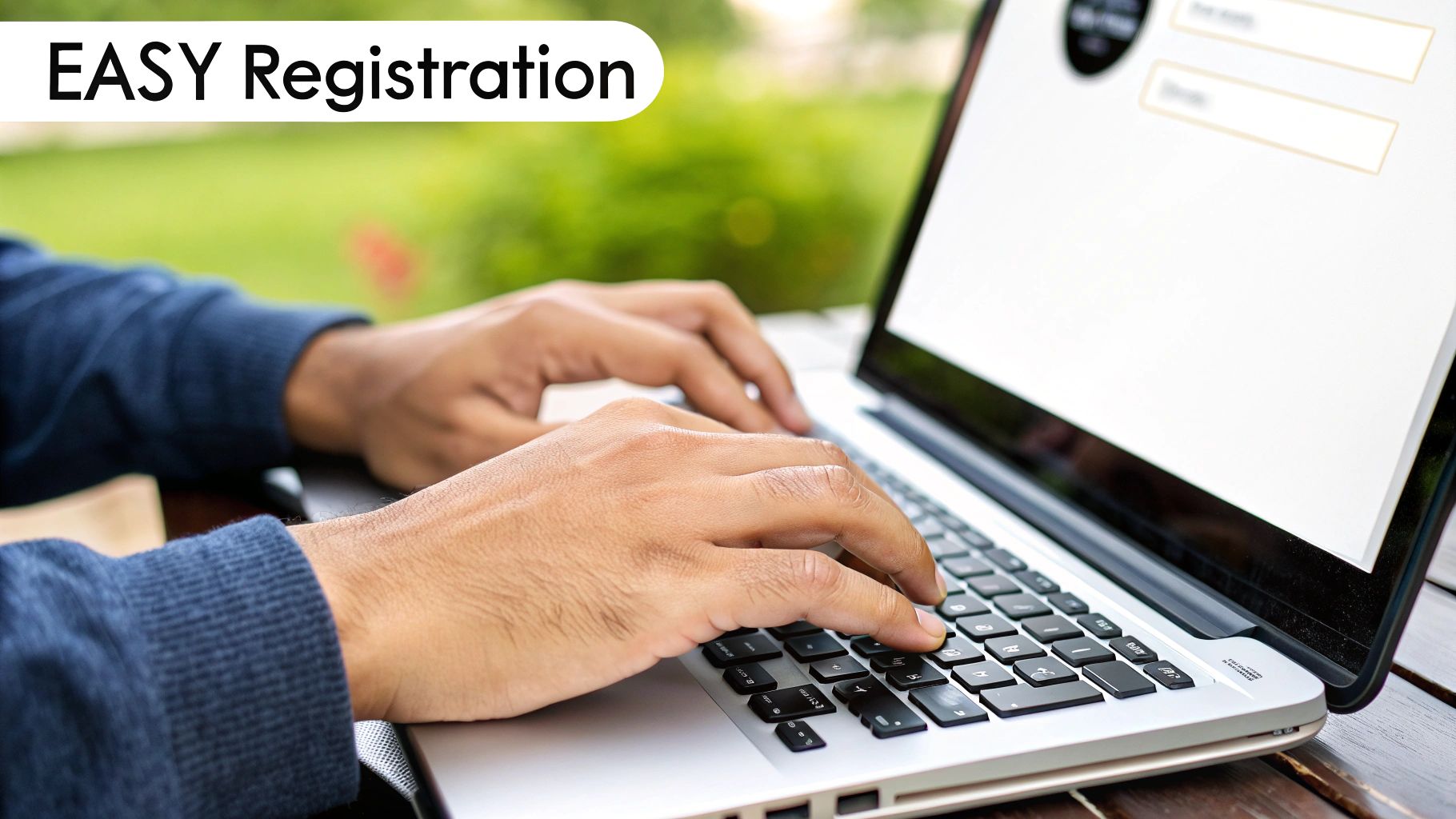 A person using a laptop to register a domain name, symbolising the domain registration process.