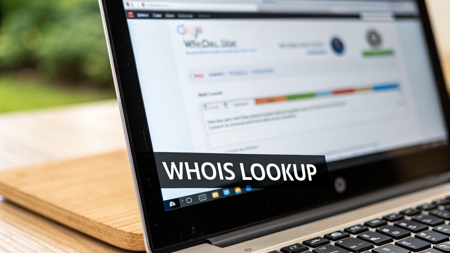 A person at a desk managing their domain portfolio on a computer screen, indicating the registrar dashboard.