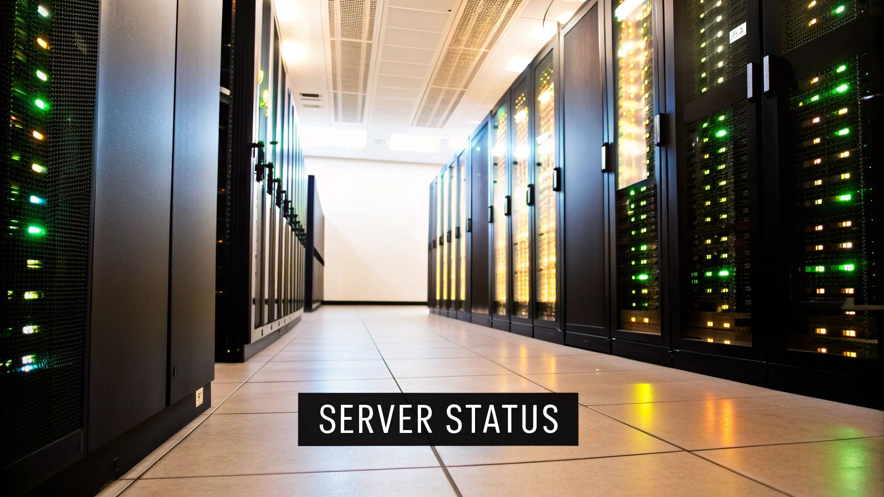 A server room with glowing lights, symbolising the web hosting environment.