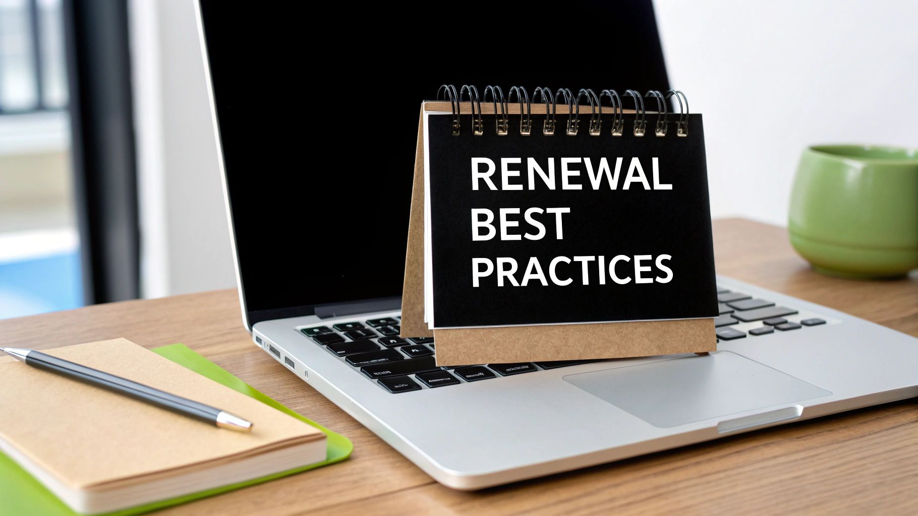 A person at a desk with a checklist and calendar, creating a system for domain renewals.