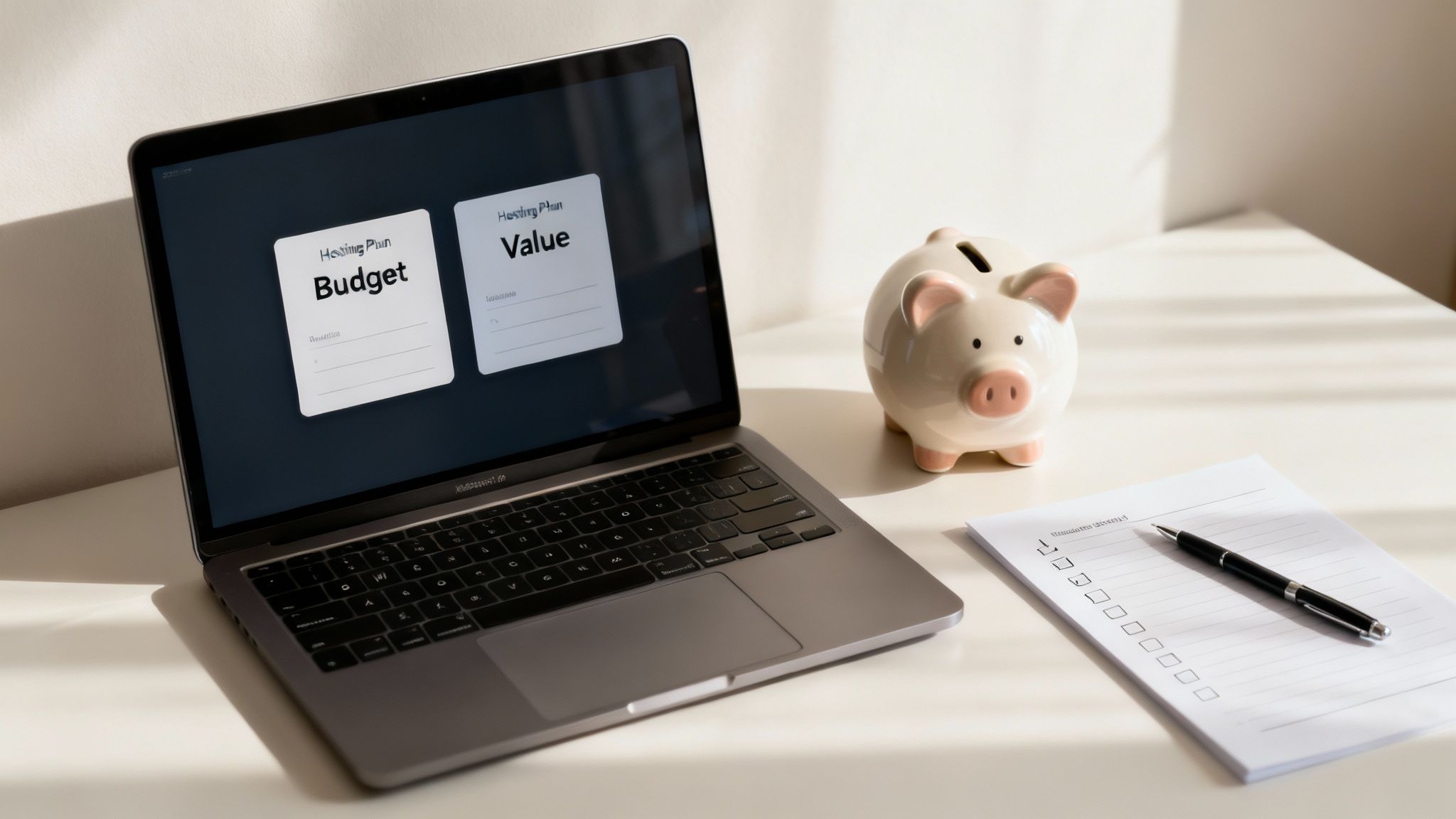 A person working on a laptop with charts and graphs in the background, representing budget planning for web hosting.