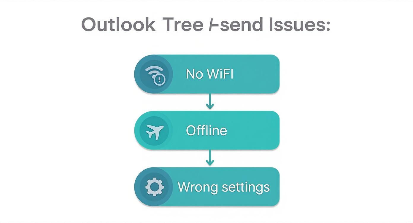 Infographic about outlook emails not sending