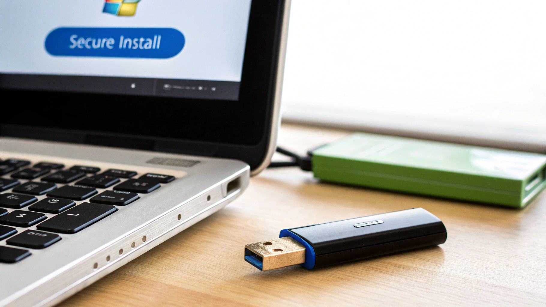 A person securely entering payment details on a laptop to complete a Windows 10 purchase.