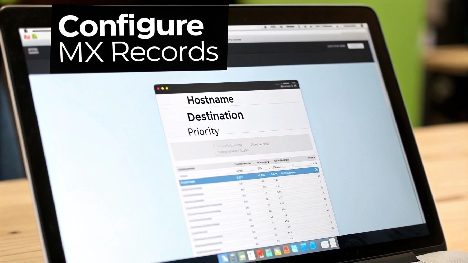 An image of the Hosting Tap dashboard showing the DNS management interface where MX records can be configured.