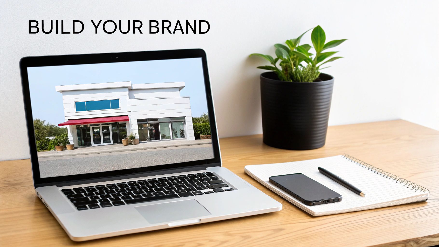 A person in a warehouse checking inventory on a tablet, with shelves of boxes in the background.