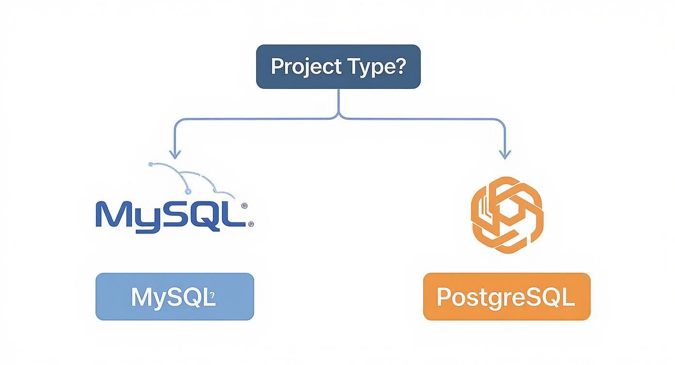 Infographic about mysql vs postgresql