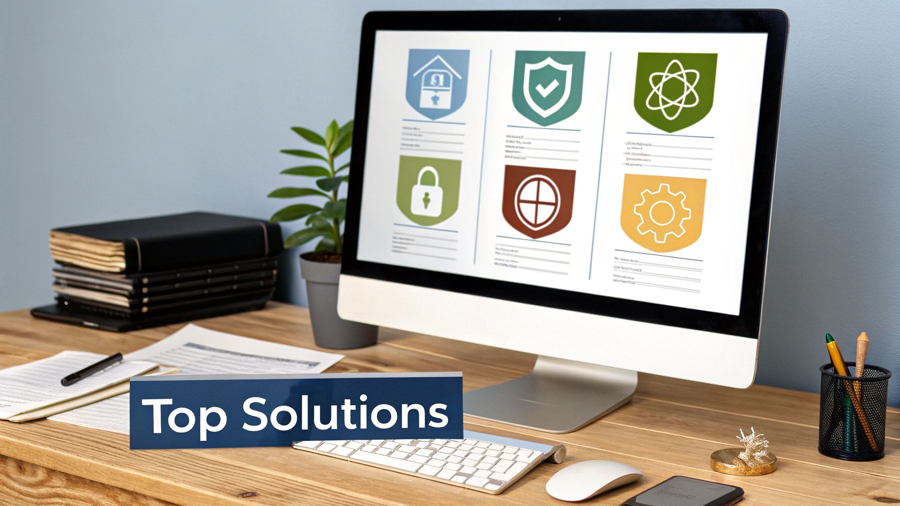 Several antivirus software logos are displayed on a digital interface, ready for comparison.