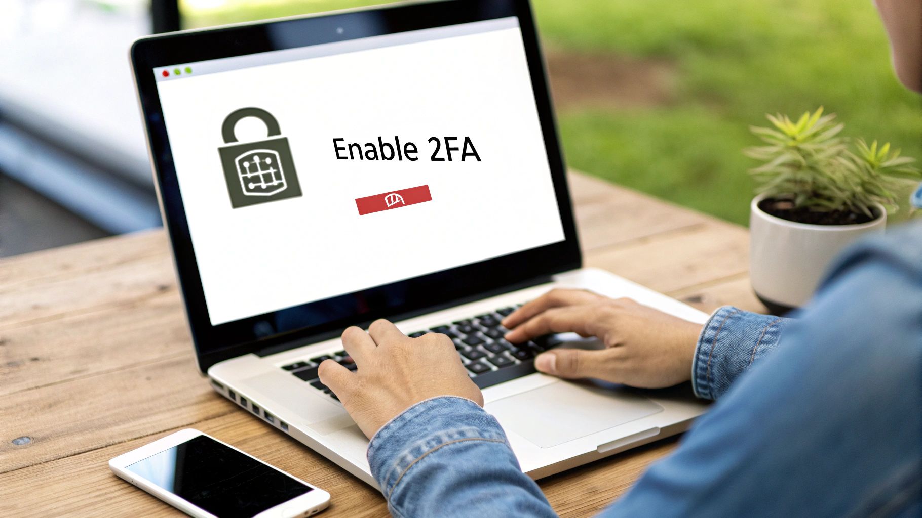 A secure padlock icon next to a smartphone showing a verification code, symbolising two-factor authentication.