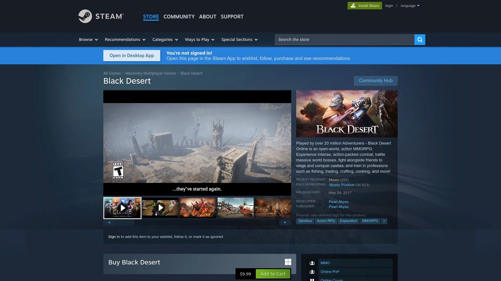Black Desert (Pearl Abyss) — Steam Official Listing