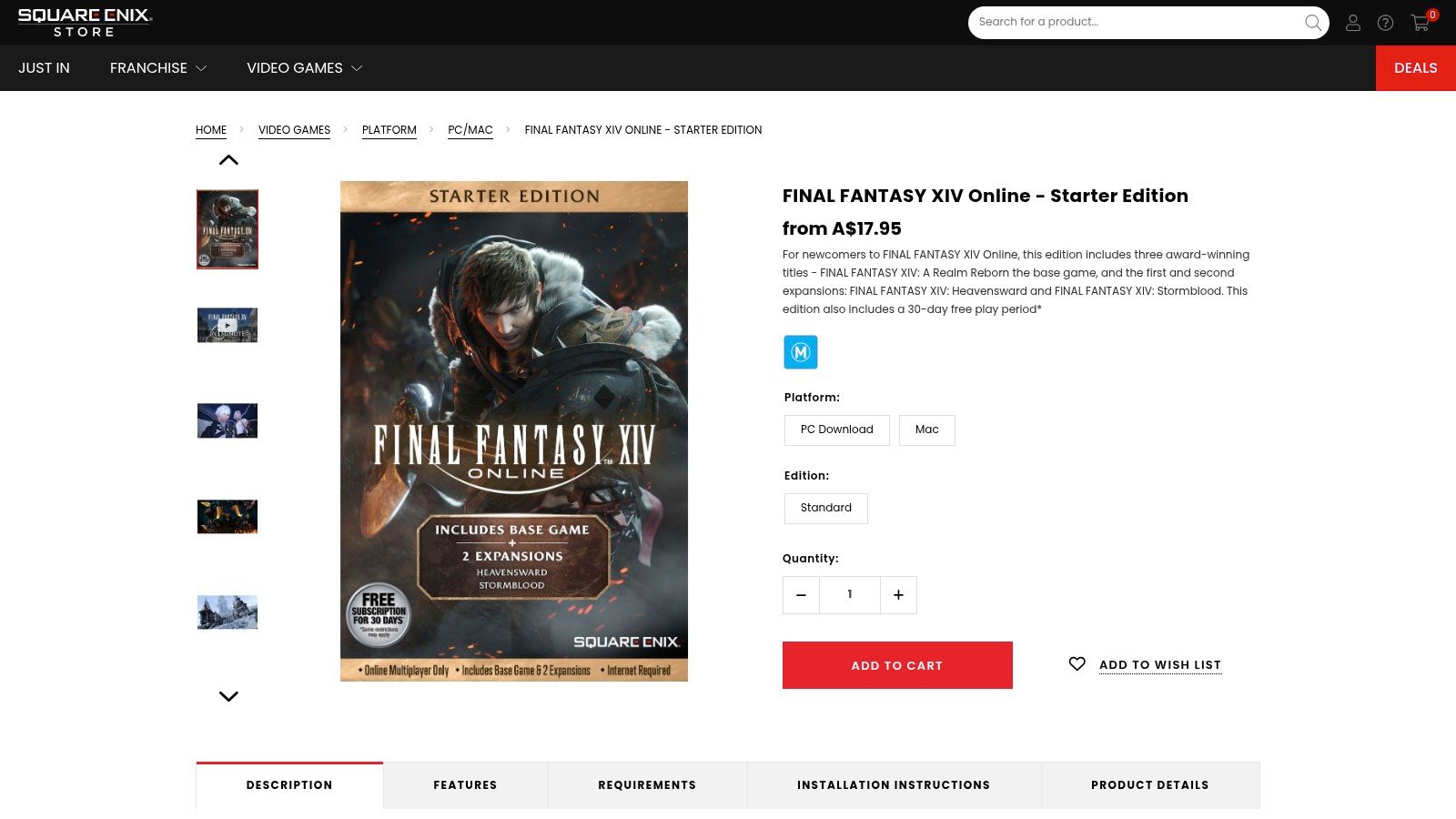 Square Enix Store (AU) — Final Fantasy XIV Online