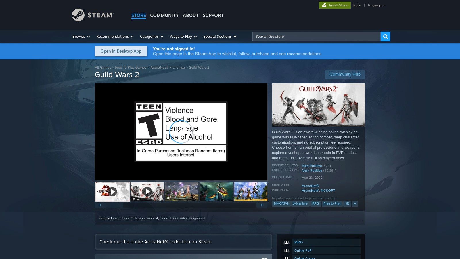 Guild Wars 2 (Steam / ArenaNet)