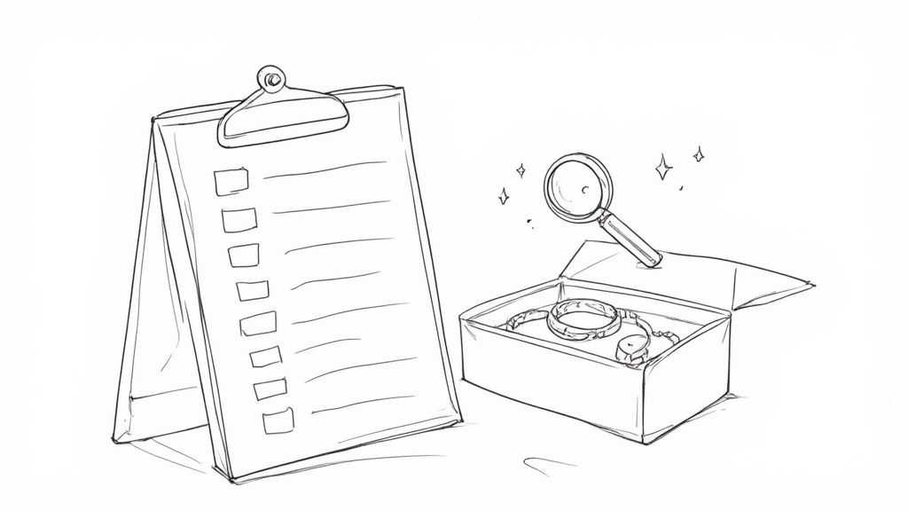 A person carefully inspecting a wholesale charm for quality control.