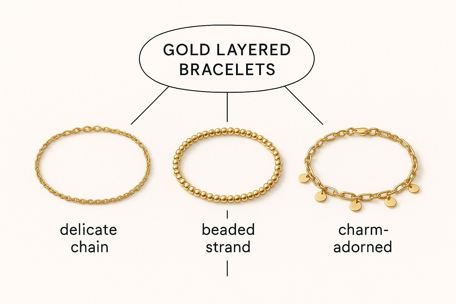 Infographic about layered bracelets gold