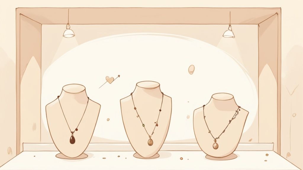 A woman wearing a delicate natural stone necklace, highlighting its elegance.