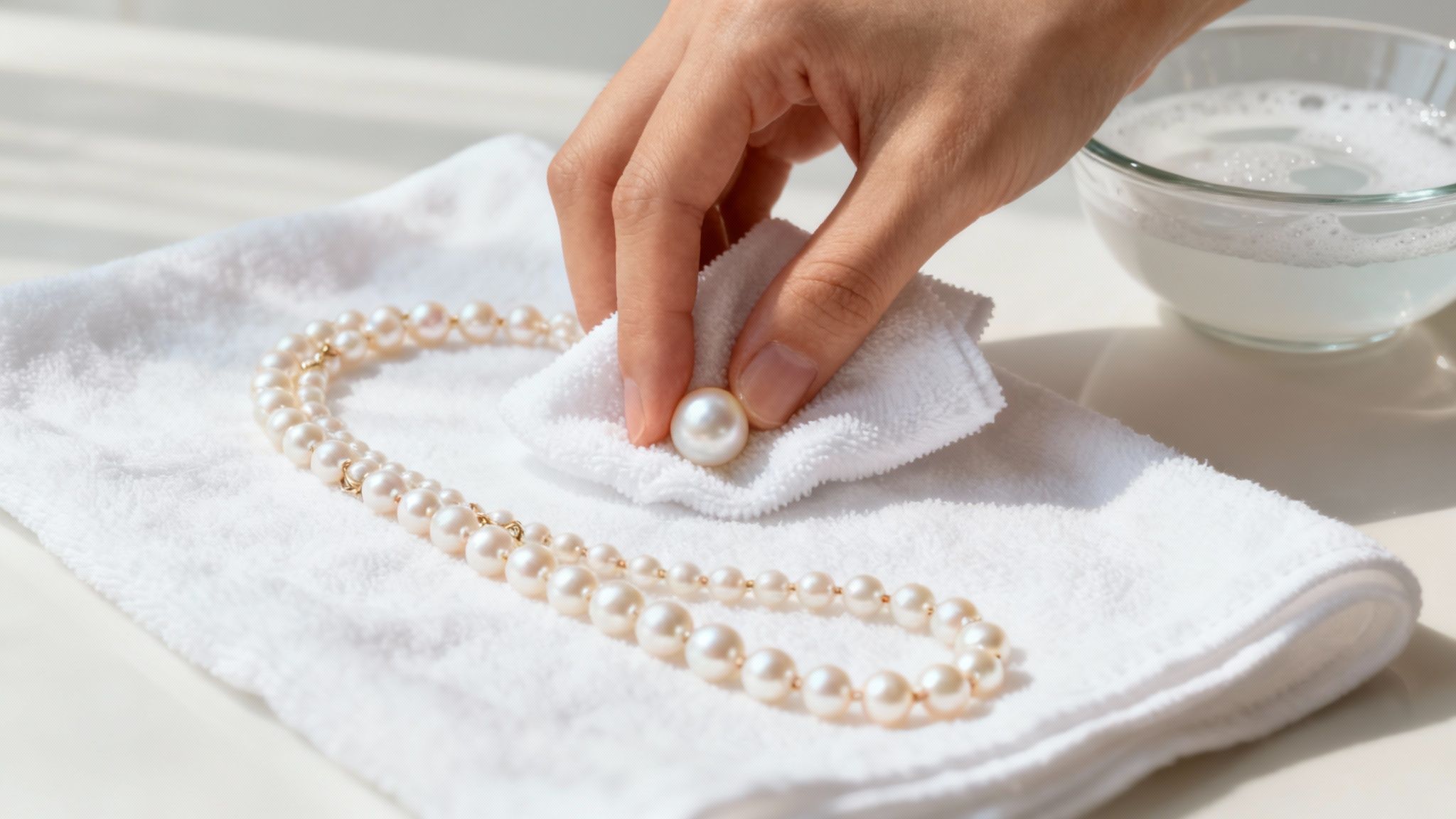 A collection of beautiful gemstone rings and pearl earrings laid out on a soft surface.
