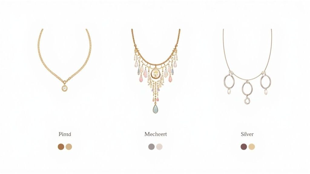 A collection of boutique jewelry laid out for selection