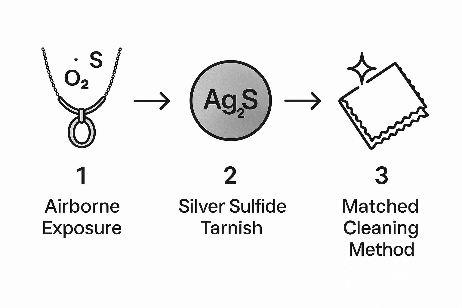 Infographic about how to clean tarnished jewelry