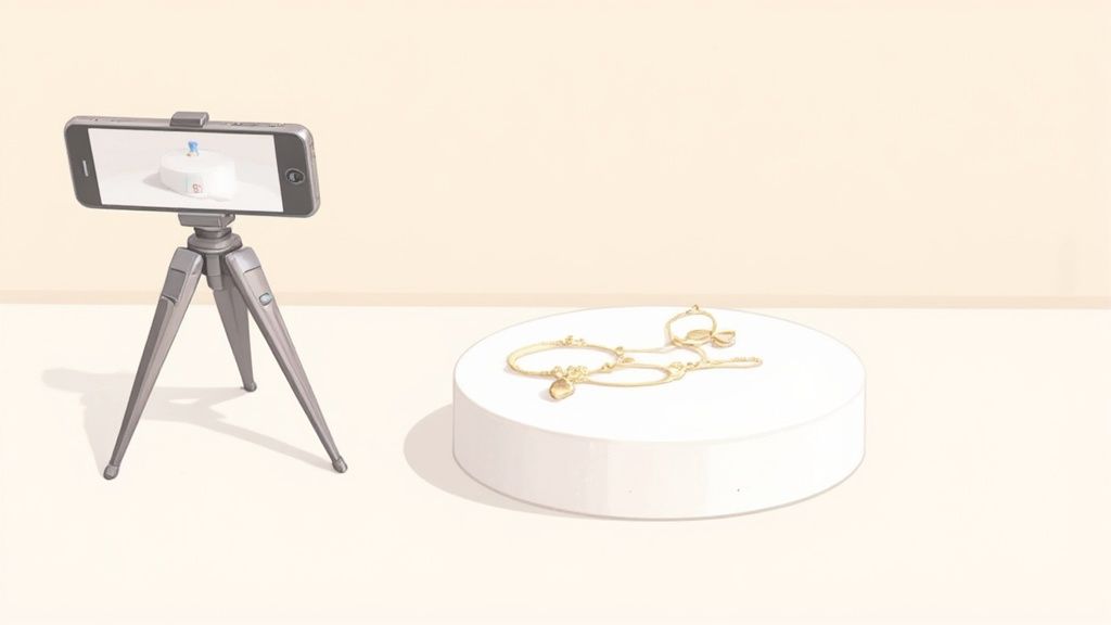 A person starting their free trial on Shopify's website to sell jewelry.