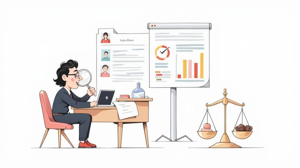 A person at a desk reviewing jewelry designs and documents, preparing for a supplier negotiation.