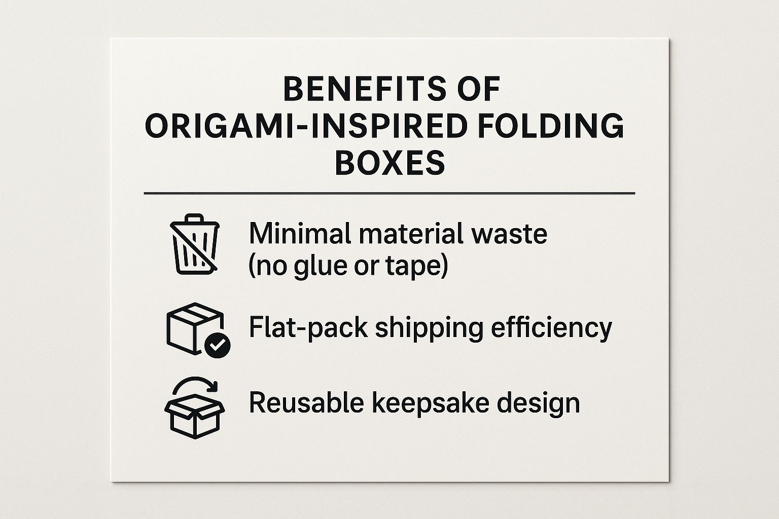 Infographic showing key data about Origami-Inspired Folding Boxes