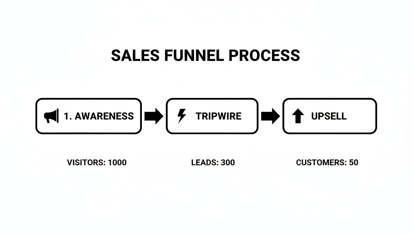 Infographic about how to create a sales funnel
