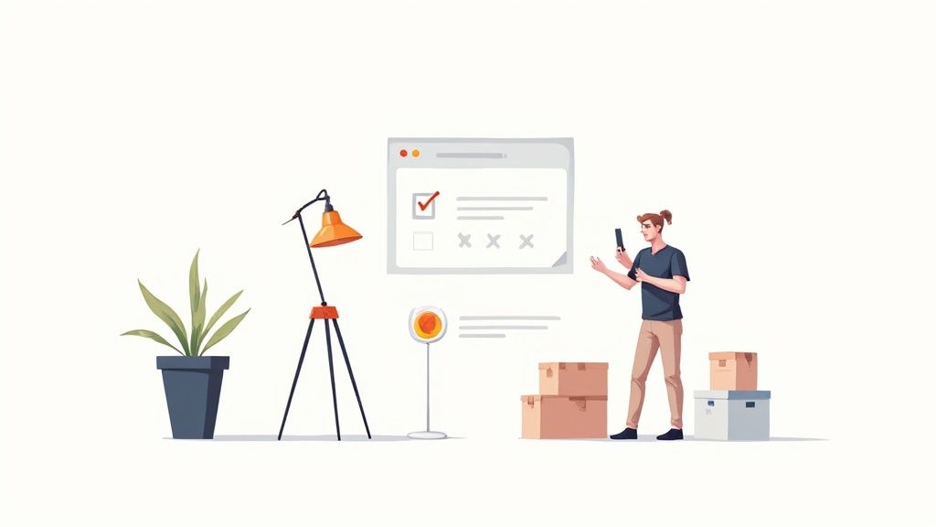 A person taking a picture of an item on a shelf with their smartphone.