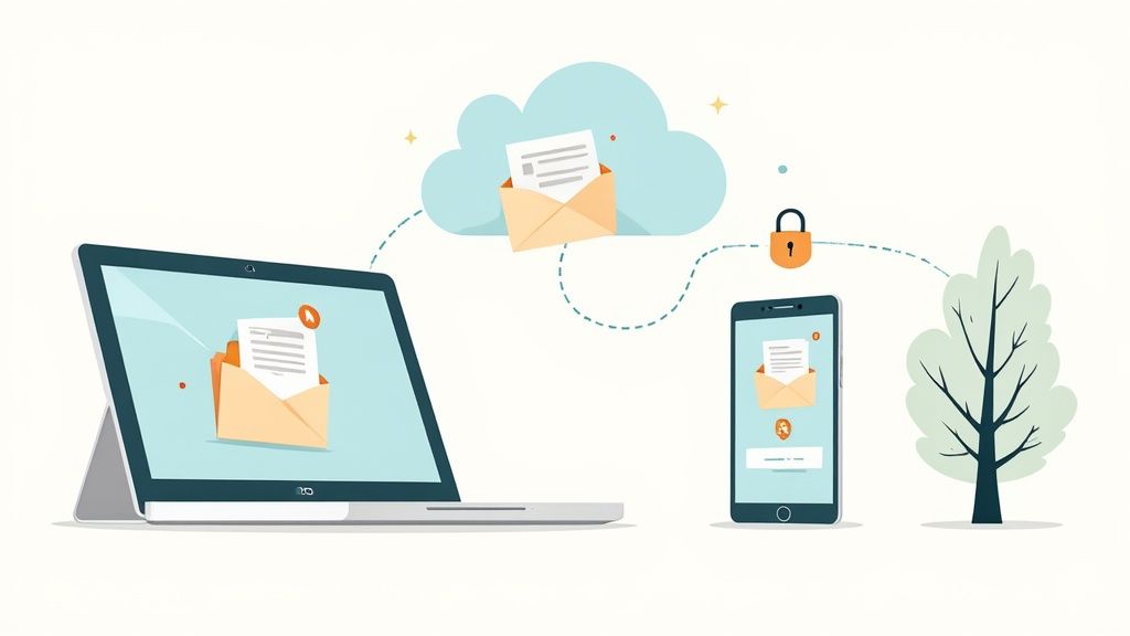 A person is filing documents into an organized filing cabinet, representing the maintenance of a home document system.