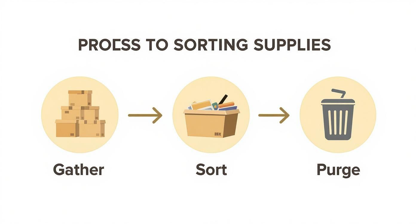 Infographic about how to organize craft supplies
