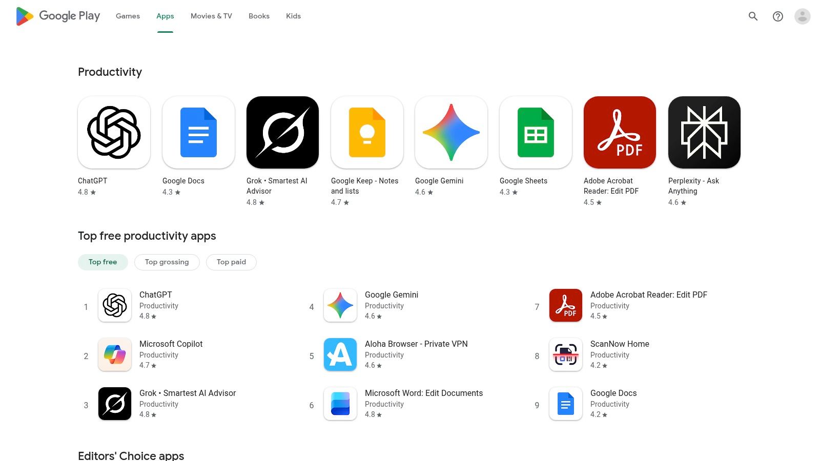 Google Play Store (Productivity)