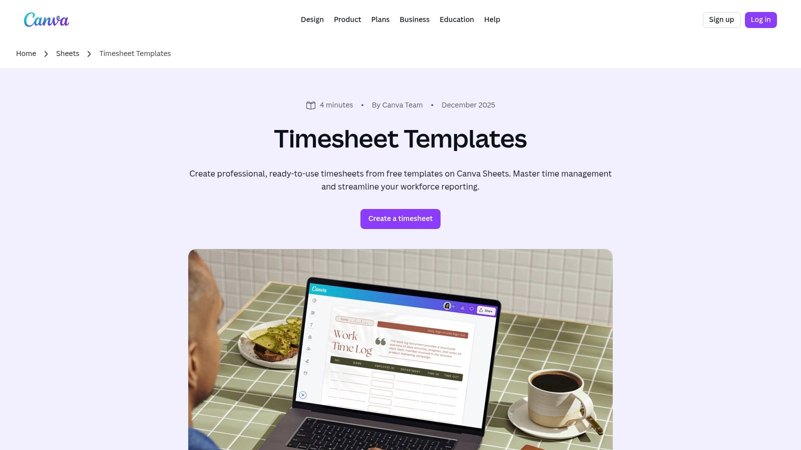 Canva Sheets – Timesheet Templates