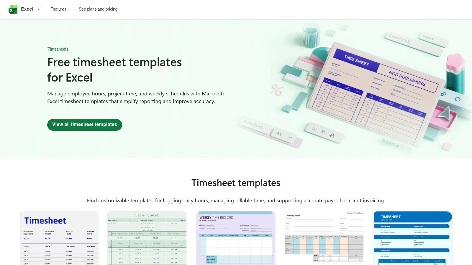 Microsoft Create – Timesheet Templates