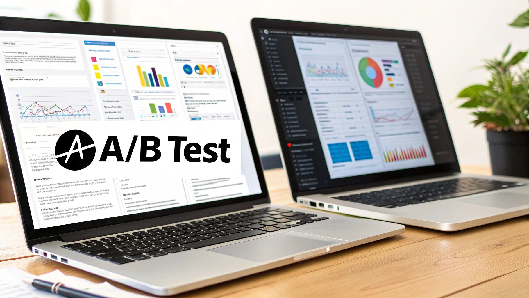 An image illustrating the A/-B testing process, showing traffic being split between two different versions of a webpage to see which one converts better.